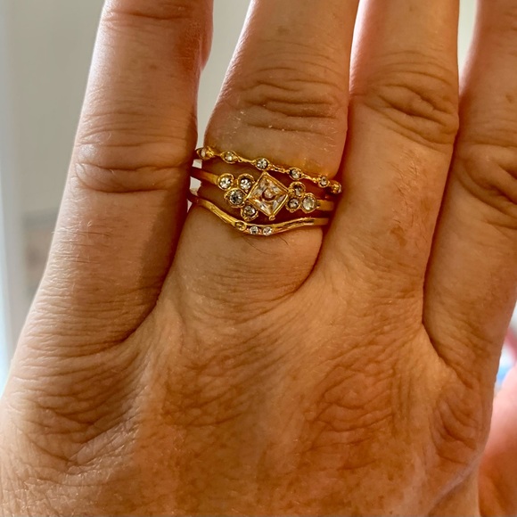 Goldtone CZ Stacked Ring Set - Picture 2 of 4